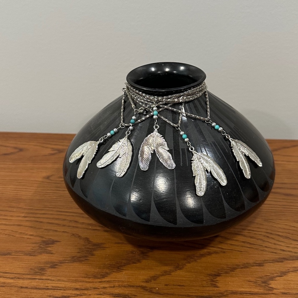 Vintage Black On Black Pottery Signed by Hilario Quczada